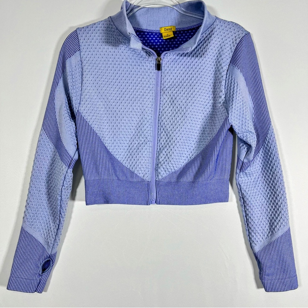 Daisy Light Blue Cropped Textured Athletic Jacket | XL (Juniors)
